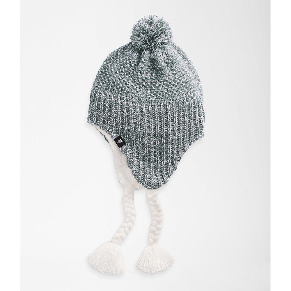 The North Face Purrl Stitch Earflap Κορίτσια Σκουφοσ - Πρασινο / Ασπρα (NPKW48296)